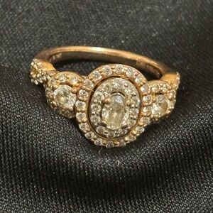 Gold and Silver Double Halo Split Shank Ring